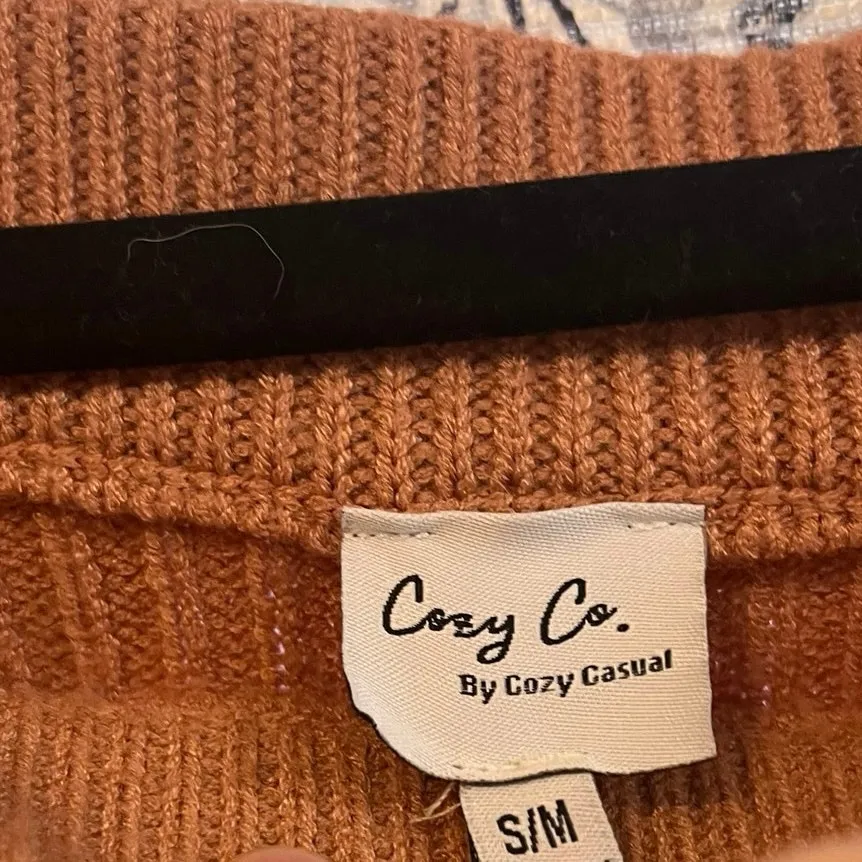 Cozy Co By Cozy Casual Mauve And Burgundy Stripe‎ Off Shoulder Sweater Size S/M - Image 9