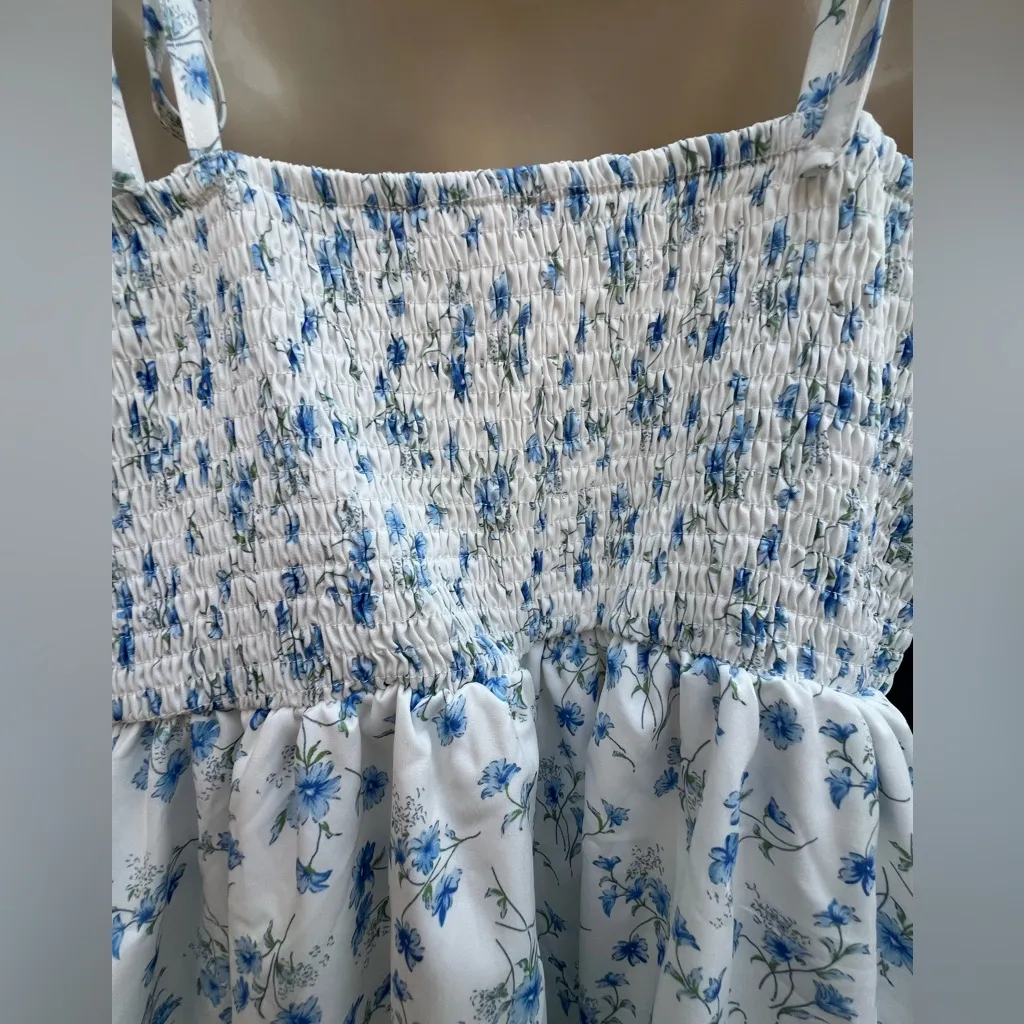 SHEIN Mod Plus Size Curve 1XL
Blue Floral Sundress Boho Front Tie‎ Corset Dress - Image 10