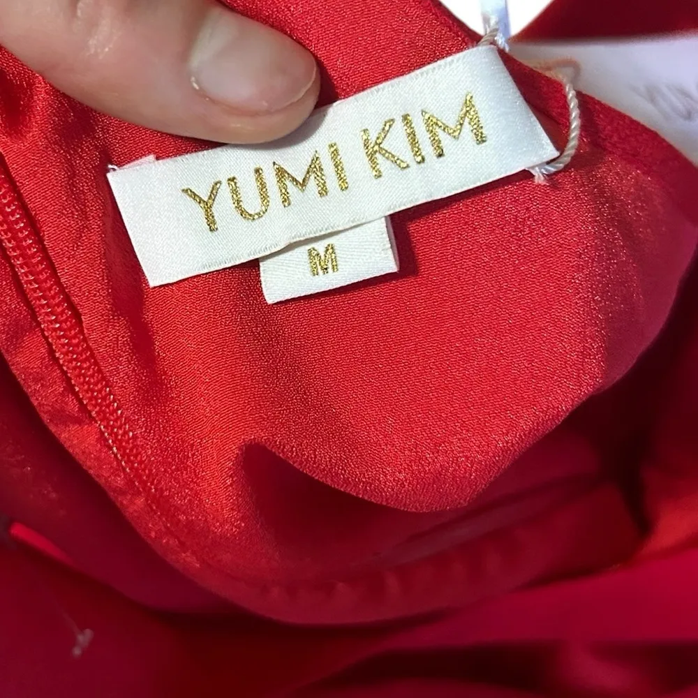 Yumi Kim Red So Social Dress Size Medium New with tags full length tulip skirt - Image 12