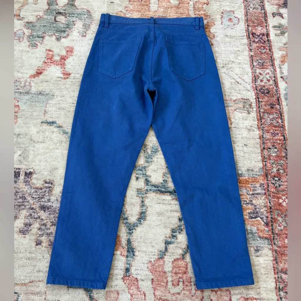 Zara High Rise Straight Leg Button Fly Royal Blue Jeans US Size 30 - Image 3