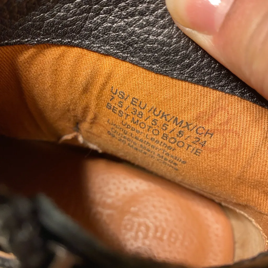 Gentle Souls Leighton Black Leather Moto Boots Ankle Zip Up 7.5 - Image 7