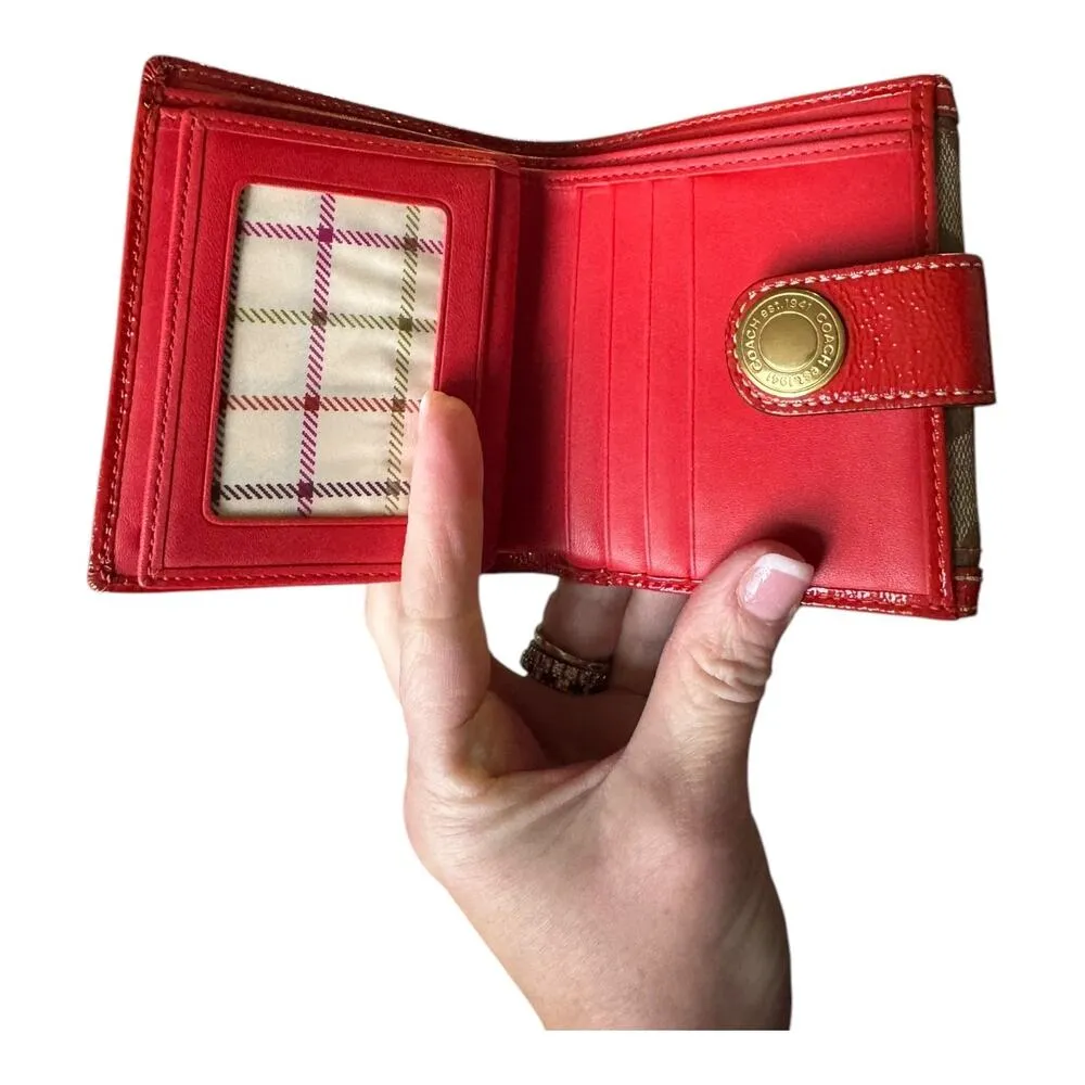 Vintage  Heritage Stripe wallet with red leather trim & brass logo - Image 7