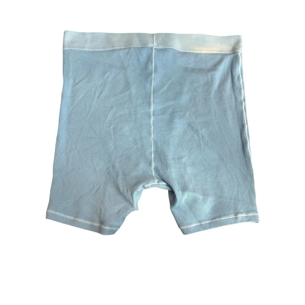 Skims‎ Womens M Logo Band Boyfriend Biker Shorts Light Blue Ribbed Loungewear PJ - Image 8