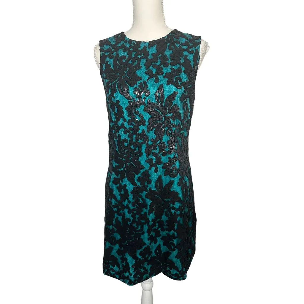 DIANE VON FURSTENBERG Jade Black Floral Sequin Shift Dress Size 6 NEW NWOT - Image 3