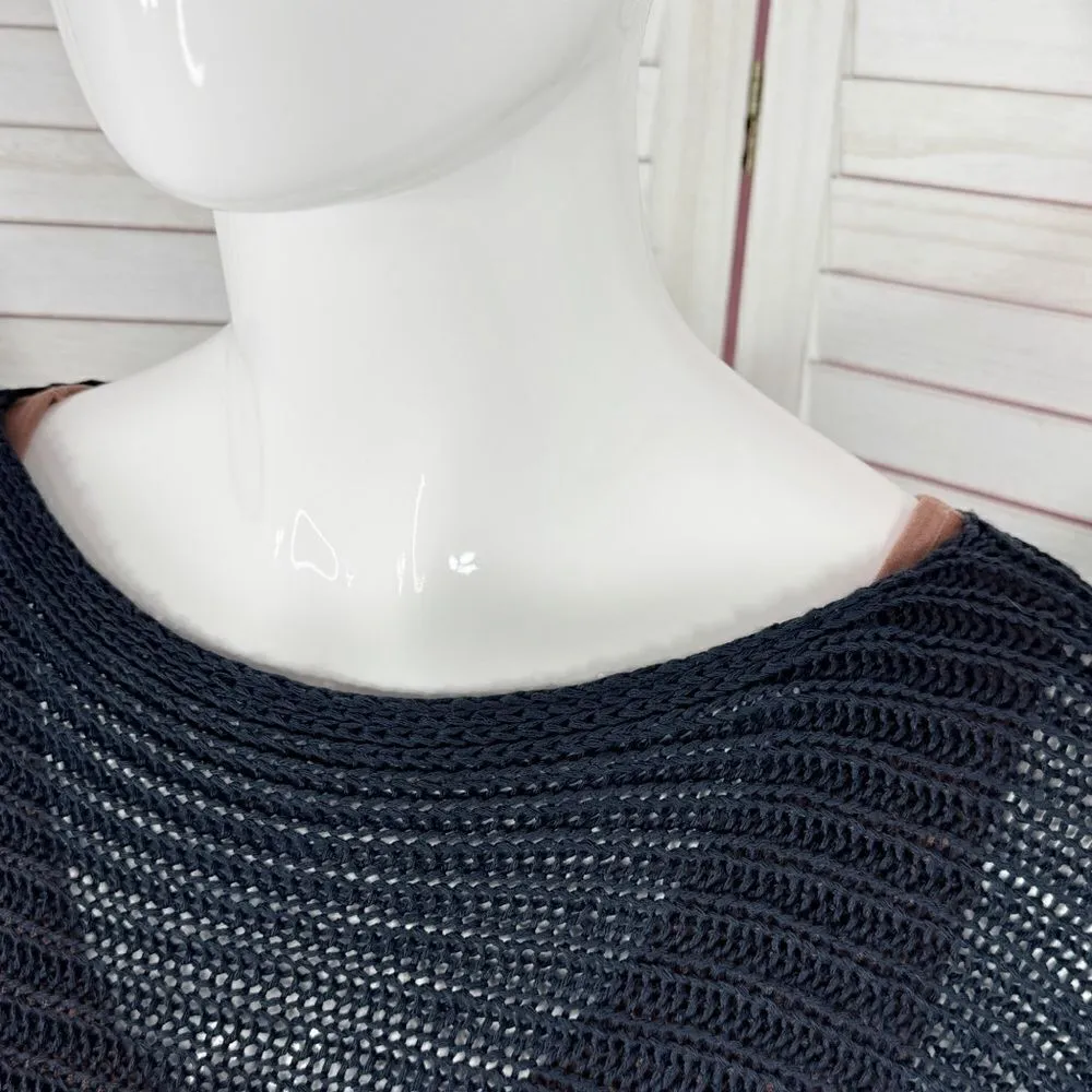 Luisa Ricci Open Weave Boat Neck Sweater Blue Small Dolman Sleeve Mesh Net Blue - Image 5