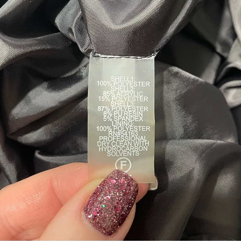 Calvin Klein Black Tweed Shift Dress with Fur Trim 8 Medium - Image 10