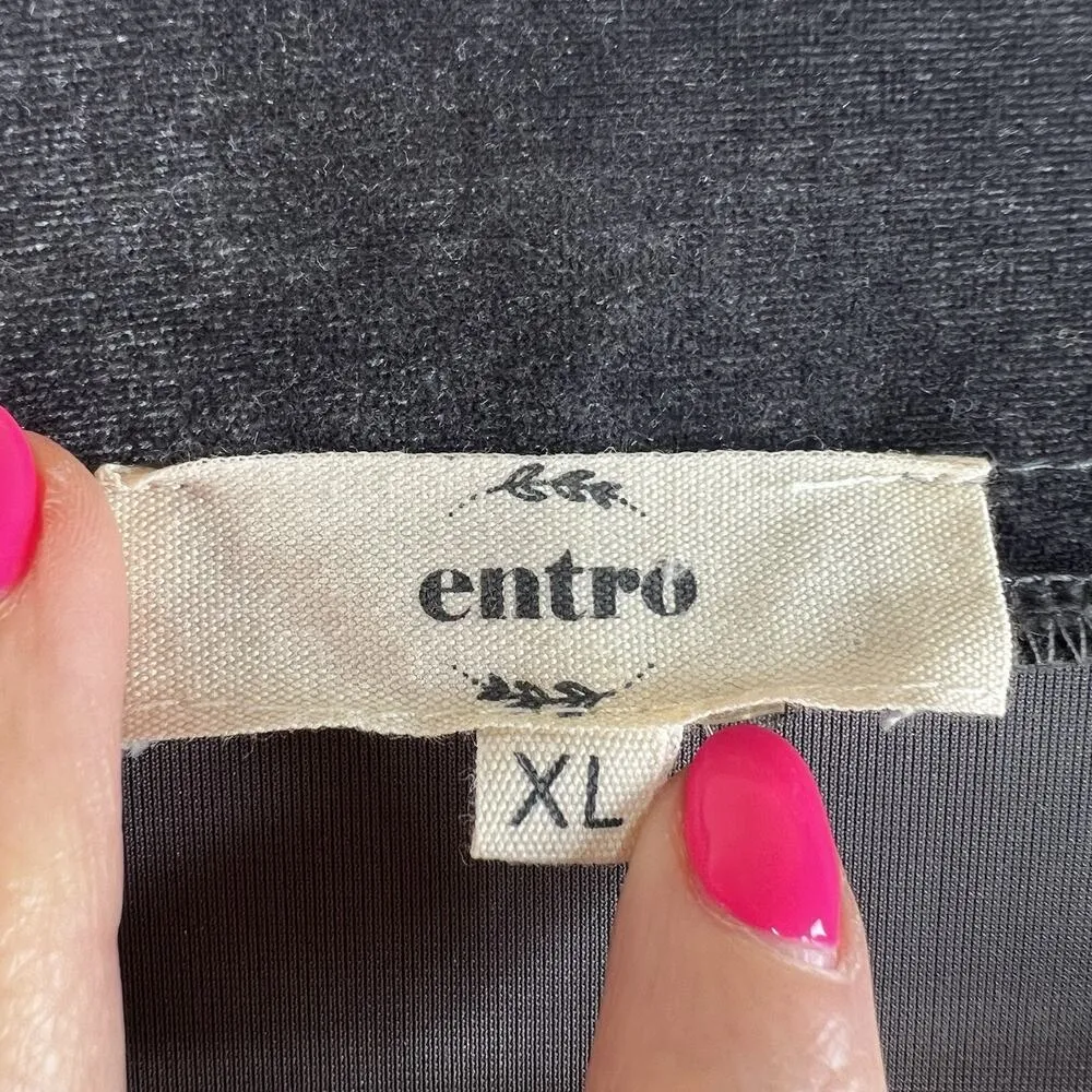 Entro XL Gray Velvet Kimono Bright Floral Embroidery Boho Bohemian Whimsigoth - Image 4