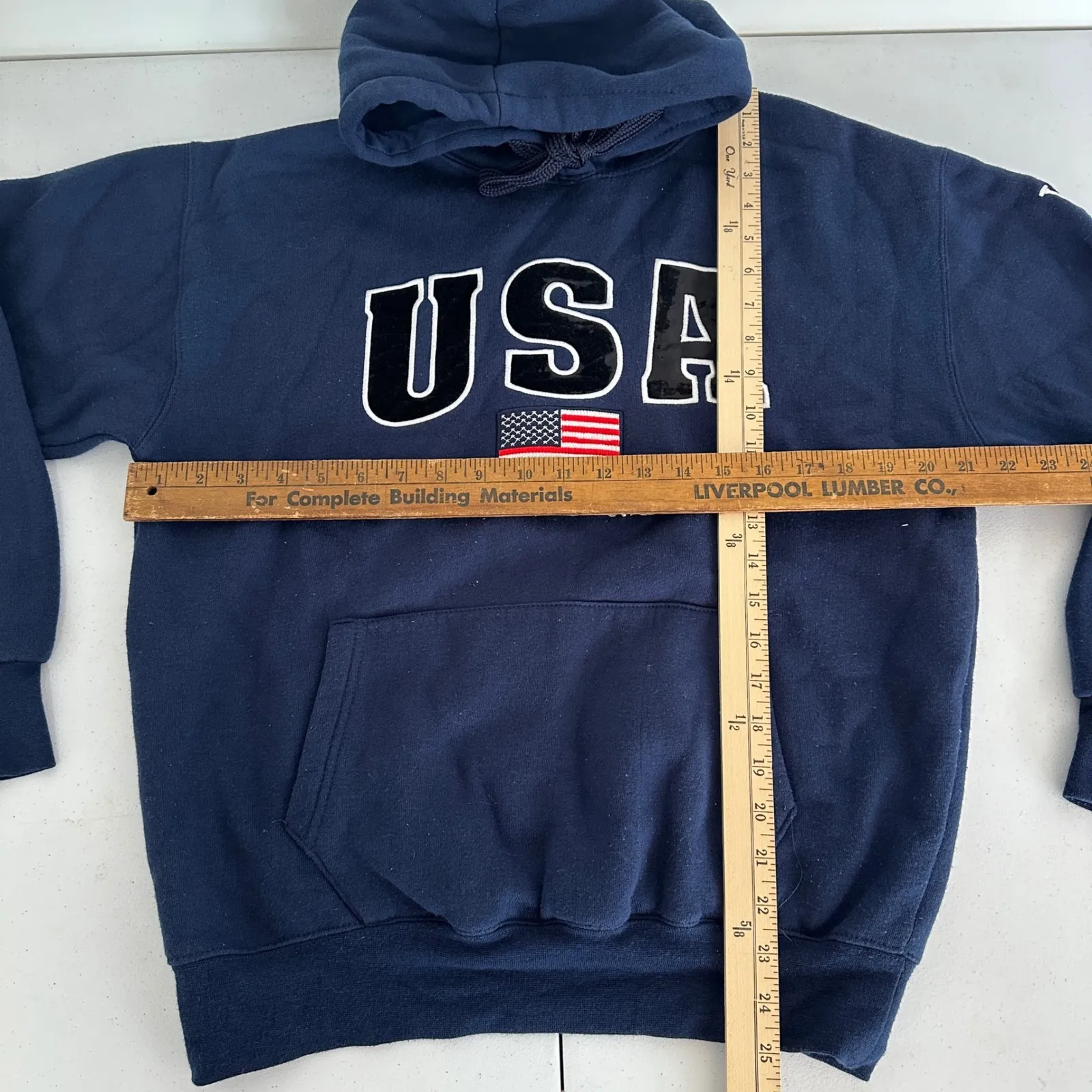 USA Washington DC Embroidered Hoodie Sweatshirt‎ Navy Blue Womens Size Medium - Image 7
