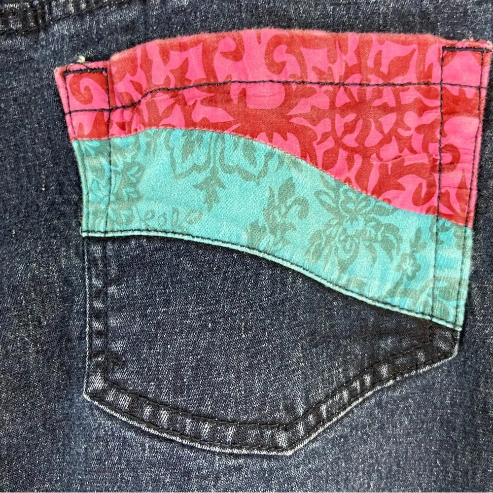 DG2 Patched Boho Floral Straight Leg Jeans Women’s Size 16 - Image 7