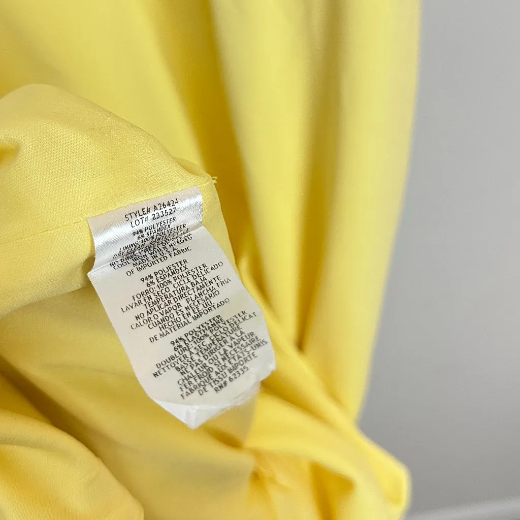 BETSY & ADAM Ruffle One-Shoulder Cocktail Dress in Lemon Size US 12 - Image 9