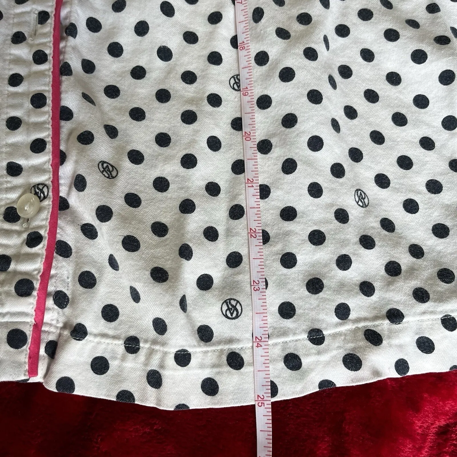 Victoria's Secret Sleep Shirt S White Polka Dot Satin Pajama Top + Eye Mask - Image 5