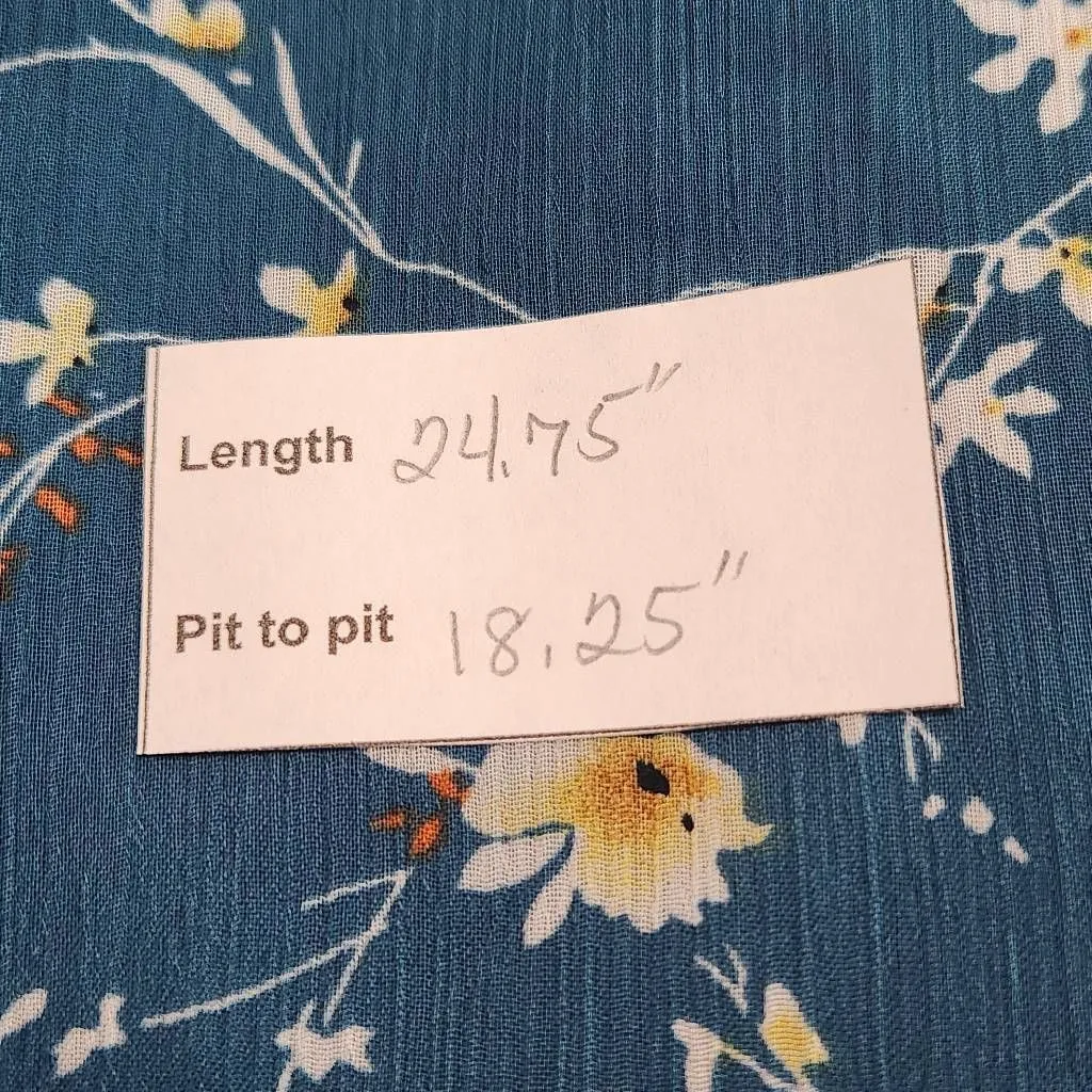 Papermoon Blue Sleeveless Floral Top Size Small NWT Floral Boho Blouse - Image 10