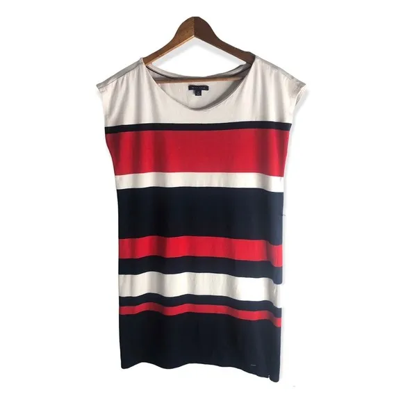 Tommy Hilfiger Cotton Oversized Stripe Short Sleeve T-shirt Dress - Image 7