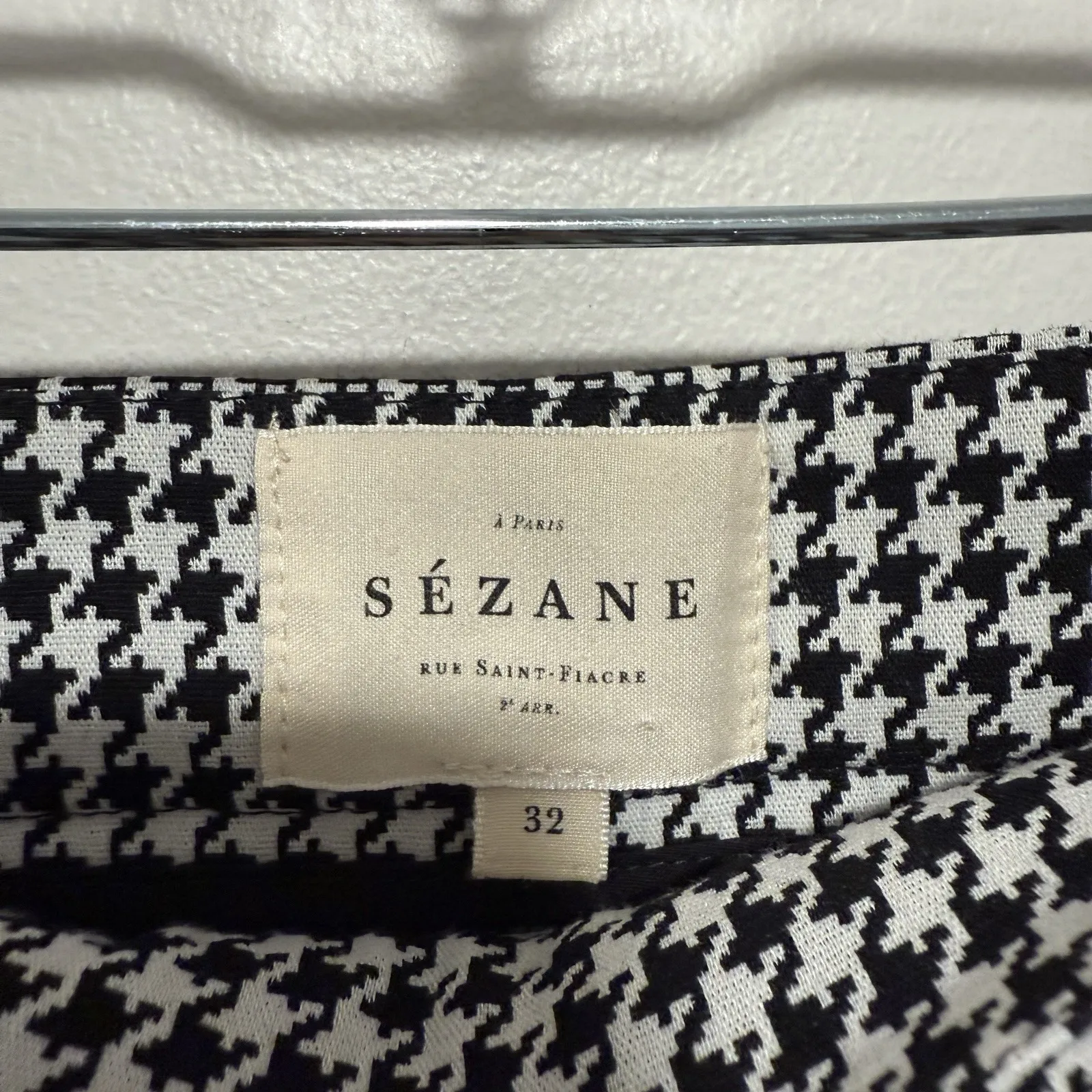 Sezane Clara Black White Herringbone Slim Trouser Pant Size 32 Euro - Image 3