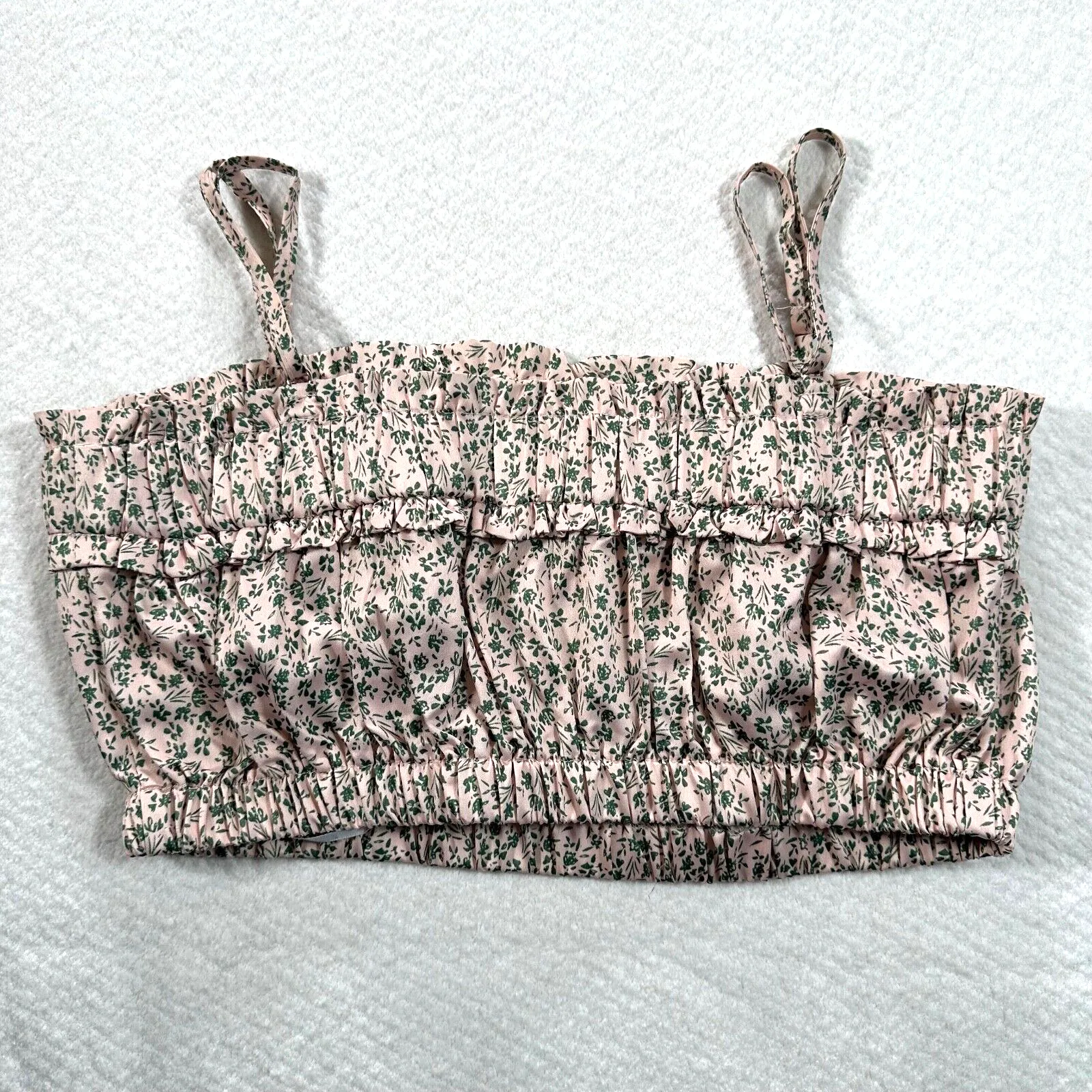 Whiteroom + Cactus Tube Top Spaghetti Strap Women's Large Pale Pink/Green Floral Pink - Image 5