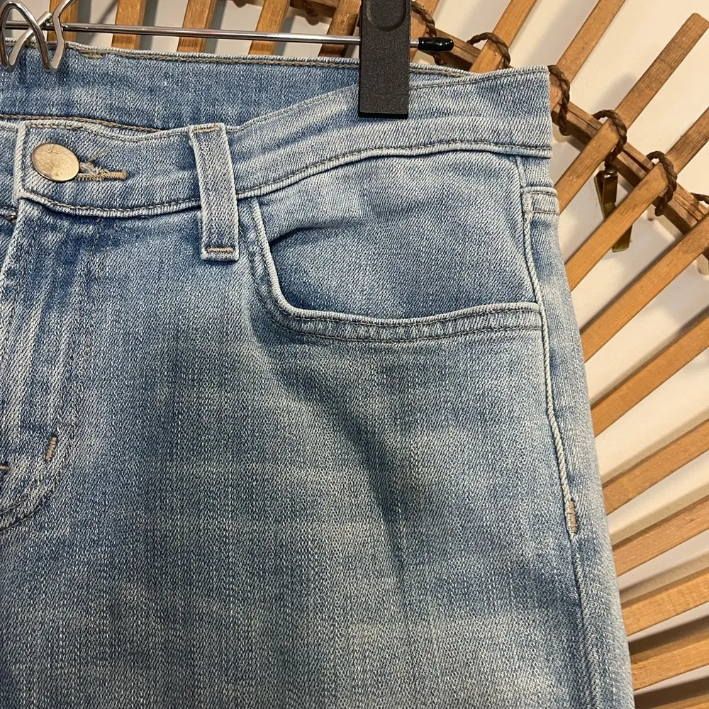 J. Brand Women’s Sadey Slim Straight Dip Dyed Raw Hem Jeans Stretchy Boho Sz 26 - Image 6