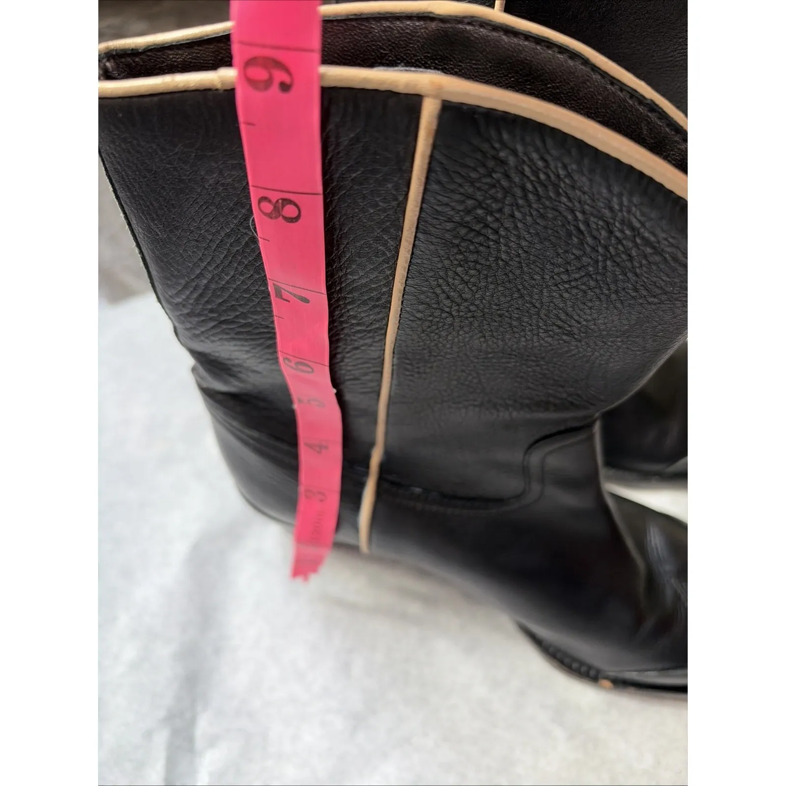 Women's Leather‎ Black Car Shoe Western Boots Pull Tabs 36 1/2 EU ( USA Sz 6) - Image 6