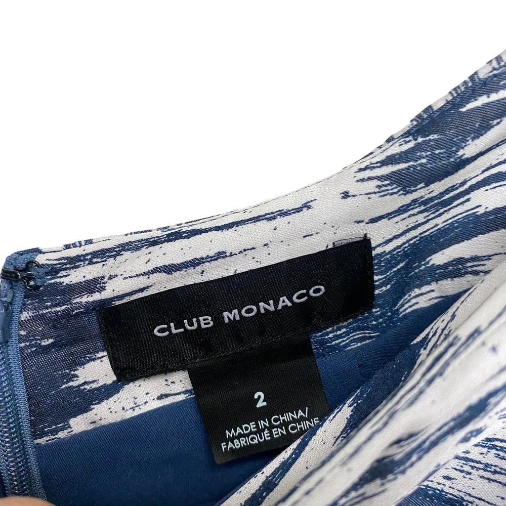 Club Monaco Robetta Women's Pencil Skirt Blue White Twist Waist Size 2 - Image 4