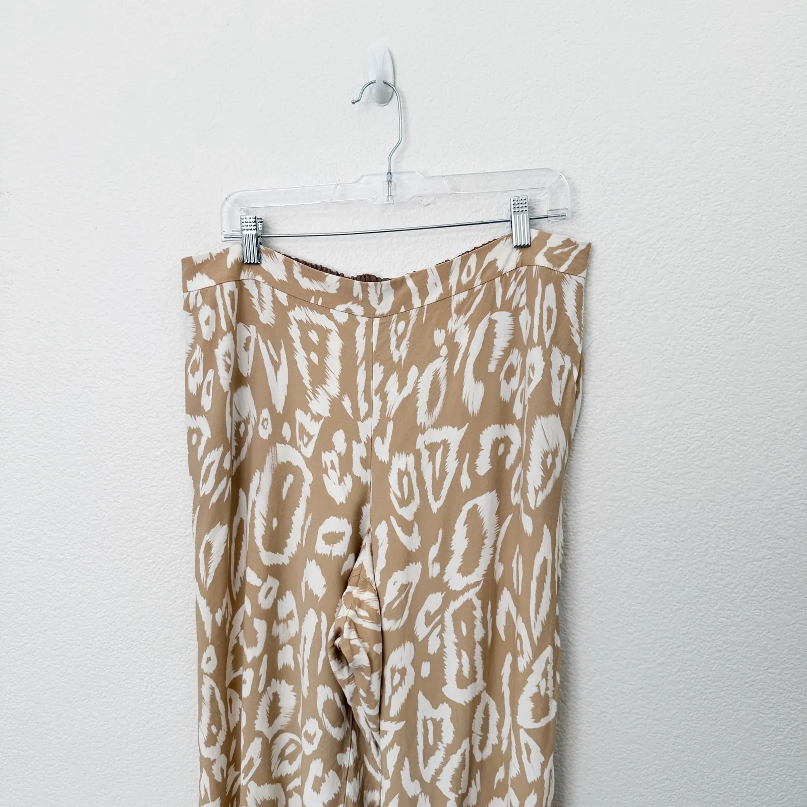 [Lafayette 148 New York] Camel Animal Print Tan Riverside Wide Leg Pants Size XL - Image 4