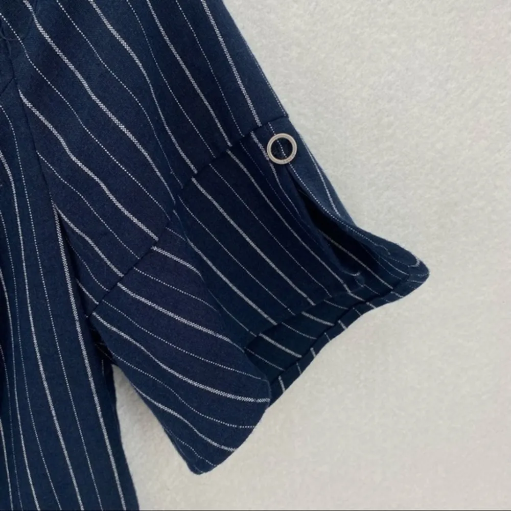 Prich Pinstriped Buckle Neckline‎ Dress Blue Size XS - Image 6