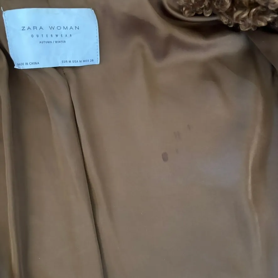 Zara Curly Faux Fur Coat Size M Brown Teddy Jacket Maximalism Shearling - Image 8