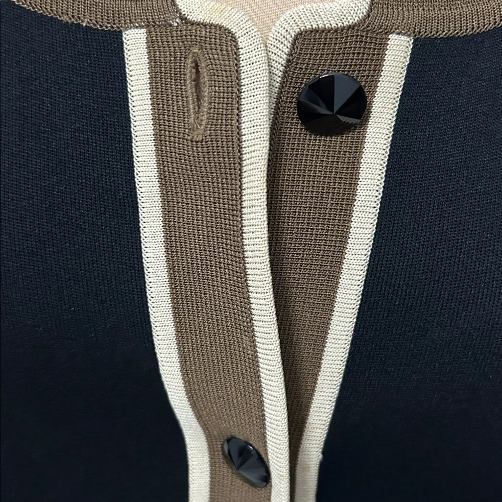 Misook Black/Brown Button Up Cardigan - Image 5