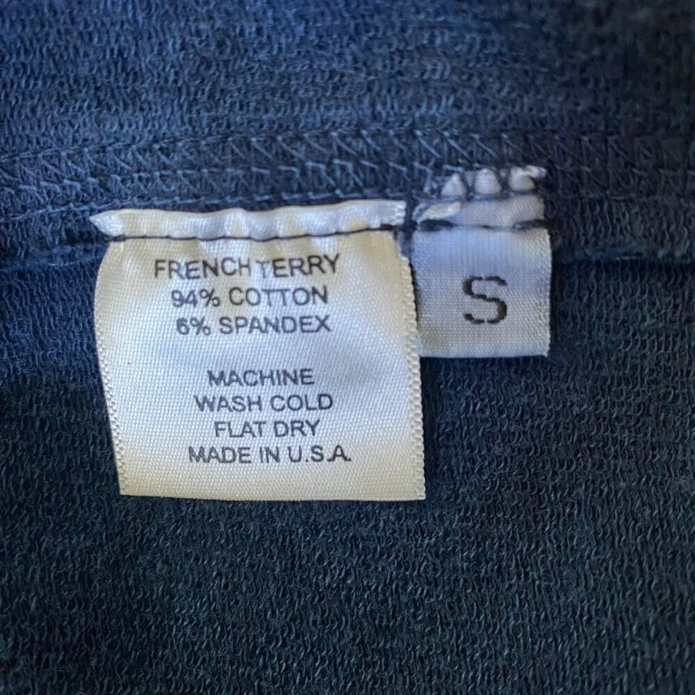 women's size small blue french terry open front blazer jacket pockets - Image 7