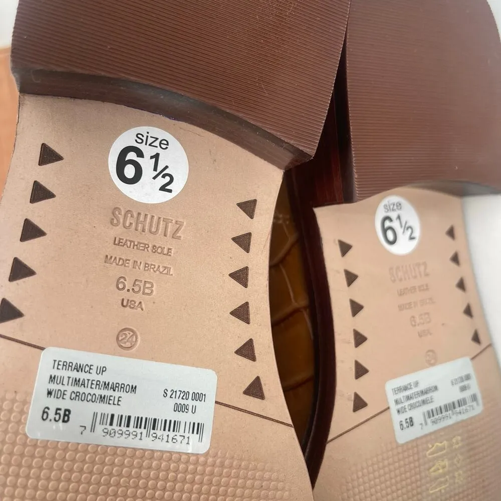 SCHUTZ Boots Terrance Up Size 6.5 NEW Leather Crocodile Tall Embossed NWOT - Image 3