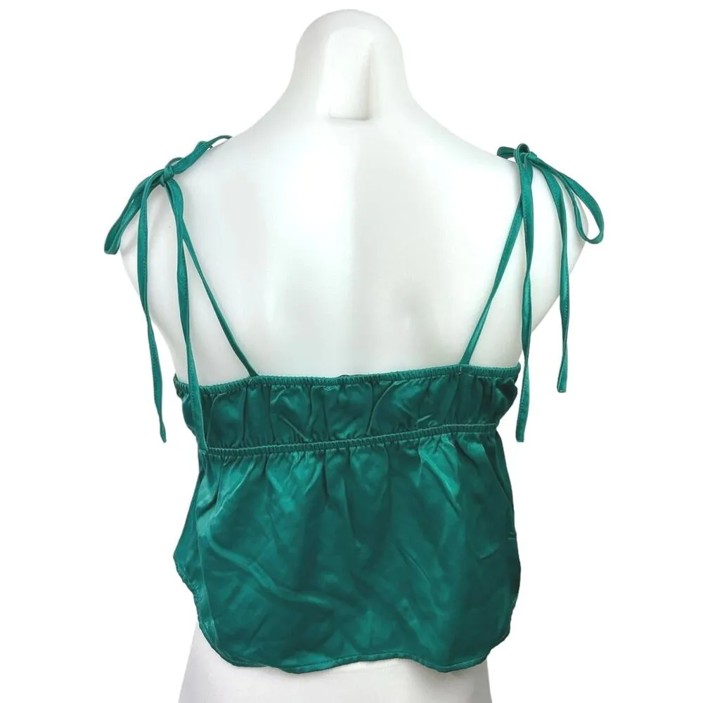 WeWoreWhat Teal Green Tie Shoulder V-Neck Elasticized Back Camisole Tank Top M - Image 2
