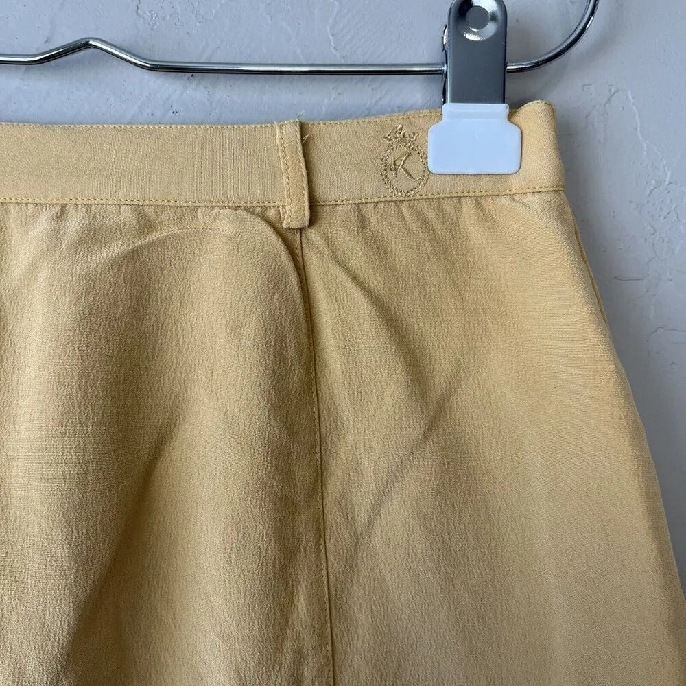 Vintage Butter Yellow Skirt 70s Mini Boho Classic 100% Silk‎ XS S Office Indie - Image 5