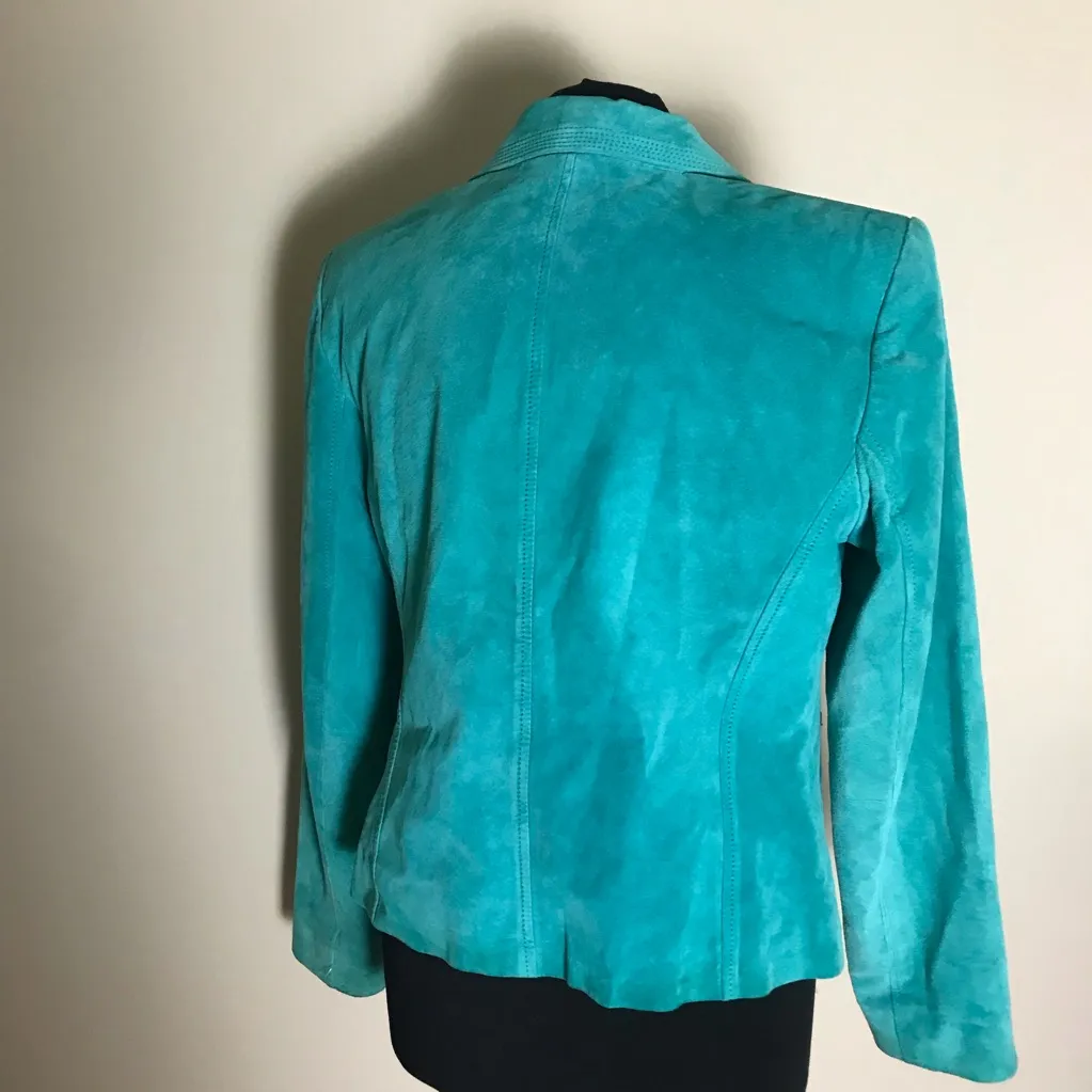 Alfani Teal Suede Leather Jacket - Image 5