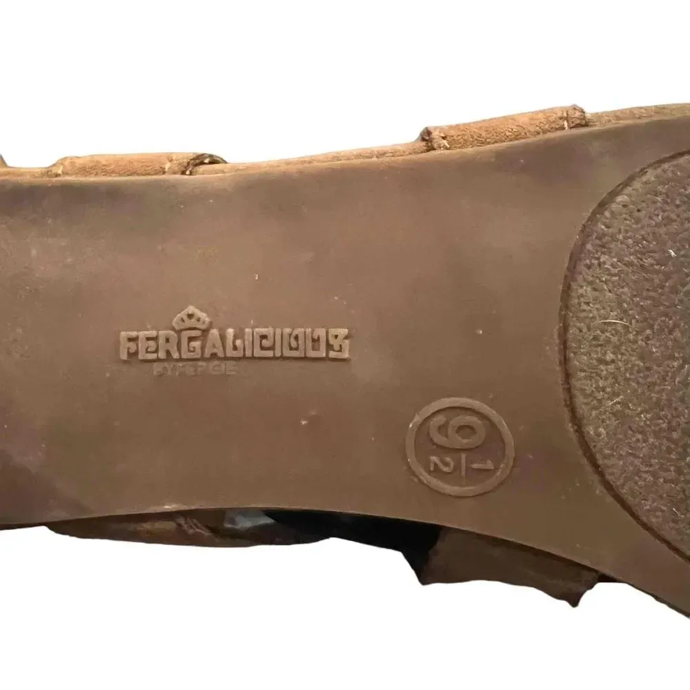 FERGALICIOUS By Fergie Suede‎ Lace-Up Cut-Out Details Peep Toe Heels Size 9.5 - Image 8