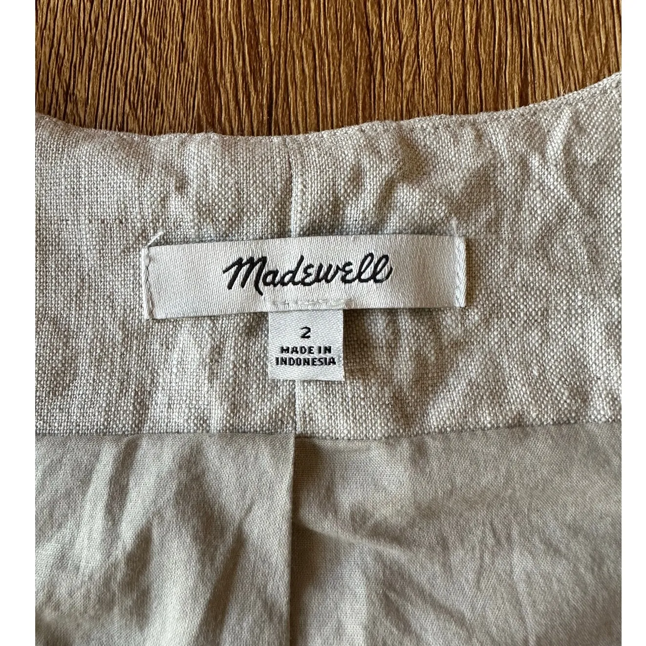 Madewell Linen Beige Vest Size 2 - Image 2