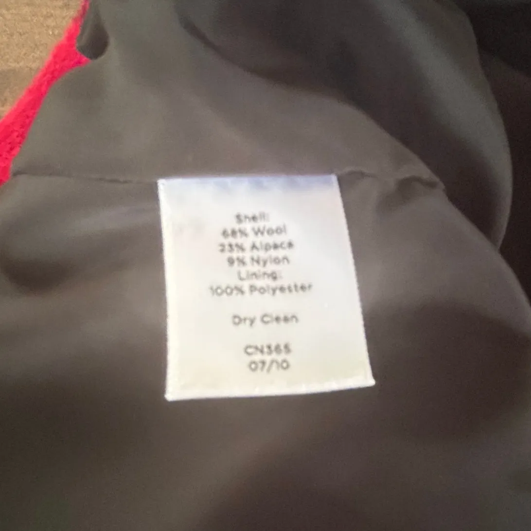 Talbots‎ Wool Alpaca Blend Red Black Button Cropped Blazer Jacket Women's Sz 10P - Image 6