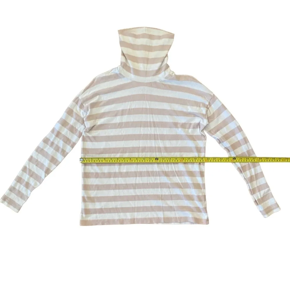 J. Crew Women Turtle Neck Top Knit Sweater XS Stripes Beige White Pastel Cotton - Image 5