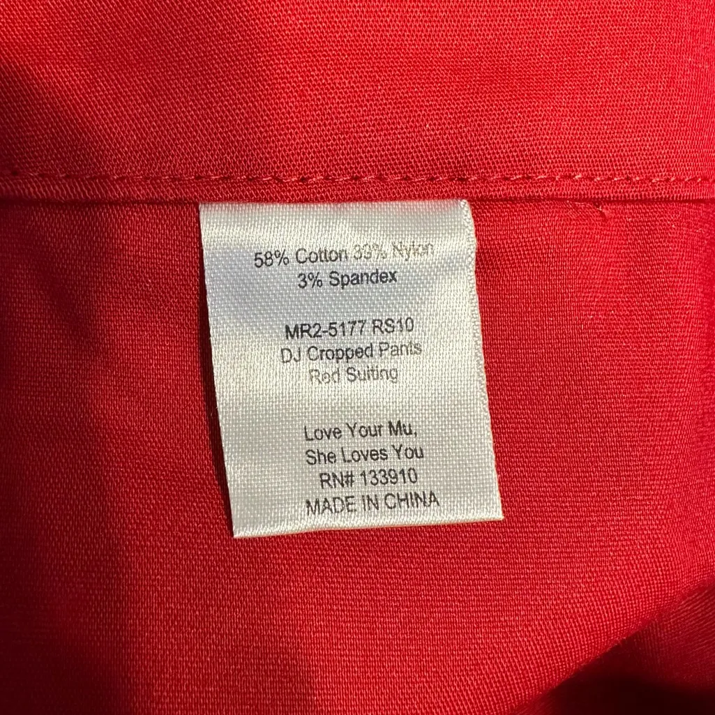 Show Me Your MuMu DJ Cropped Pants Red Suiting size Medium NWT Flared Belted - Image 12