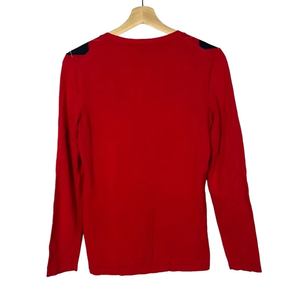 Tommy Hilfiger Red Essential Argyle Knit Long Sleeve Sweater S - Image 4