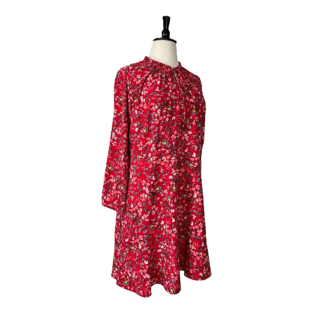 LOFT Plus Dress A-line Long Sleeve Ruffle Button Neck Red Floral Women’s Size 18 - Image 4