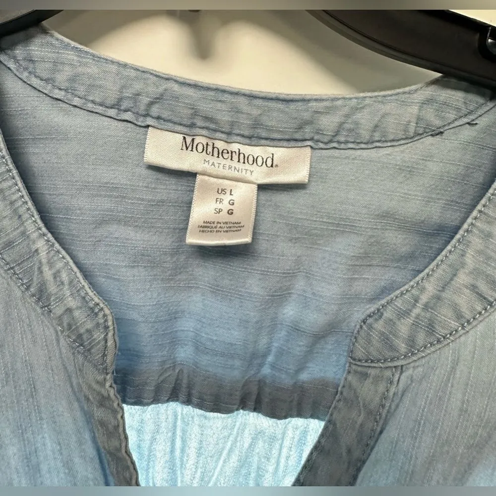 Motherhood Maternity Denim Top Blue Drawstring (506) - Image 4