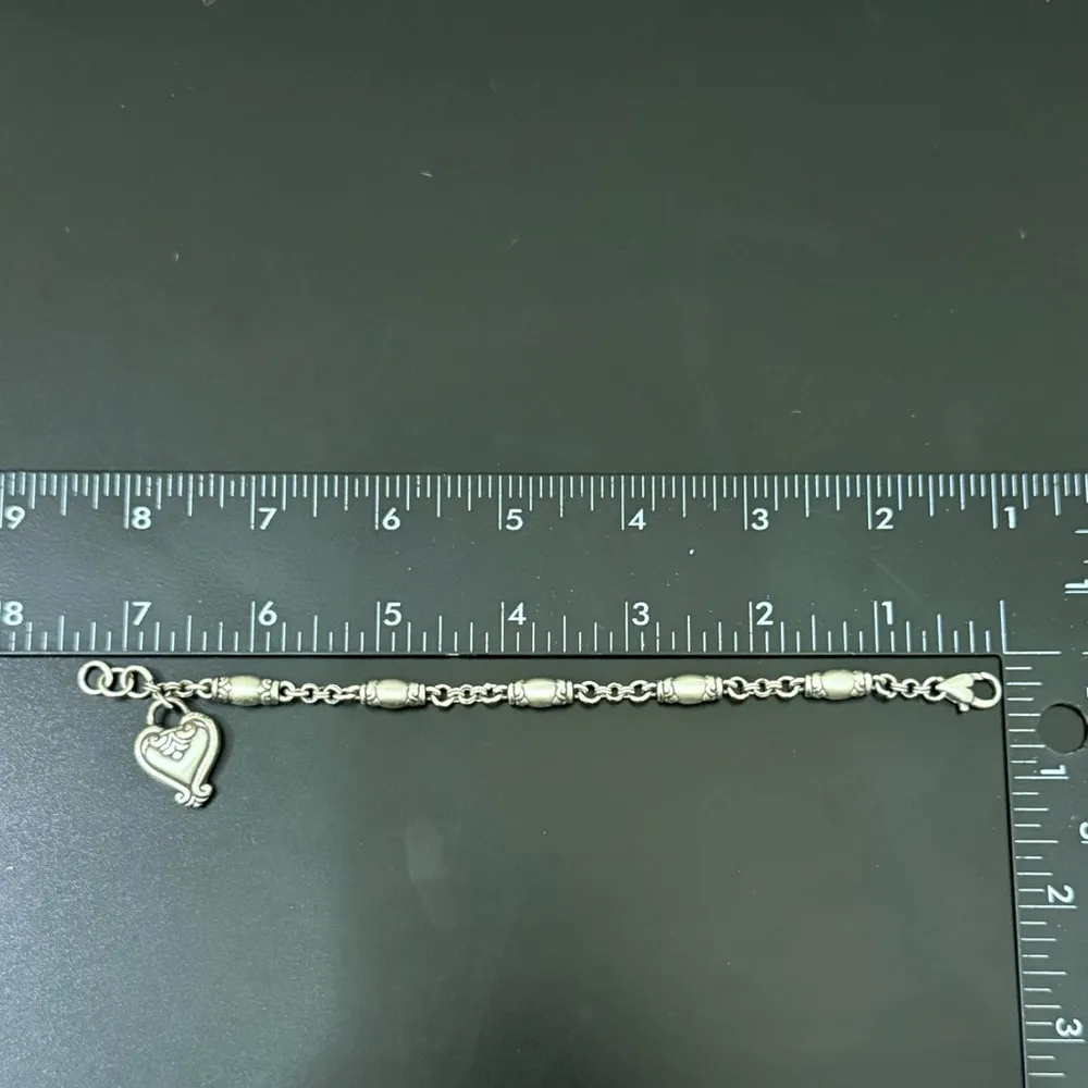 Retired BRIGHTON Blair Heart Barrel Link Chain Silverplated Heart Charm Bracelet - Image 13