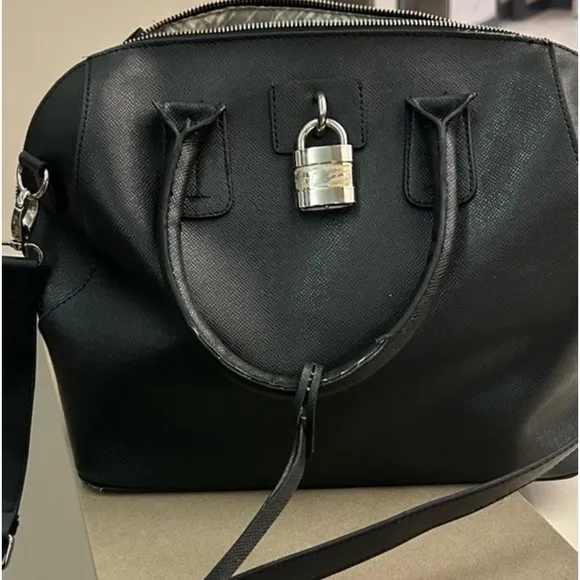 London Fog Black Satchel original with Silver Hardware and Adjustable Strap - Image 1