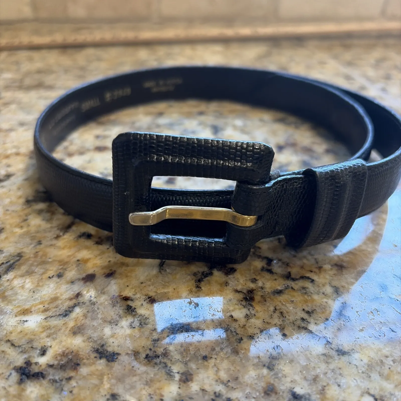 Liz Claiborne Black Lizard Embossed Genuine Leather Belt #2949 Womens Small VTG - Image 2