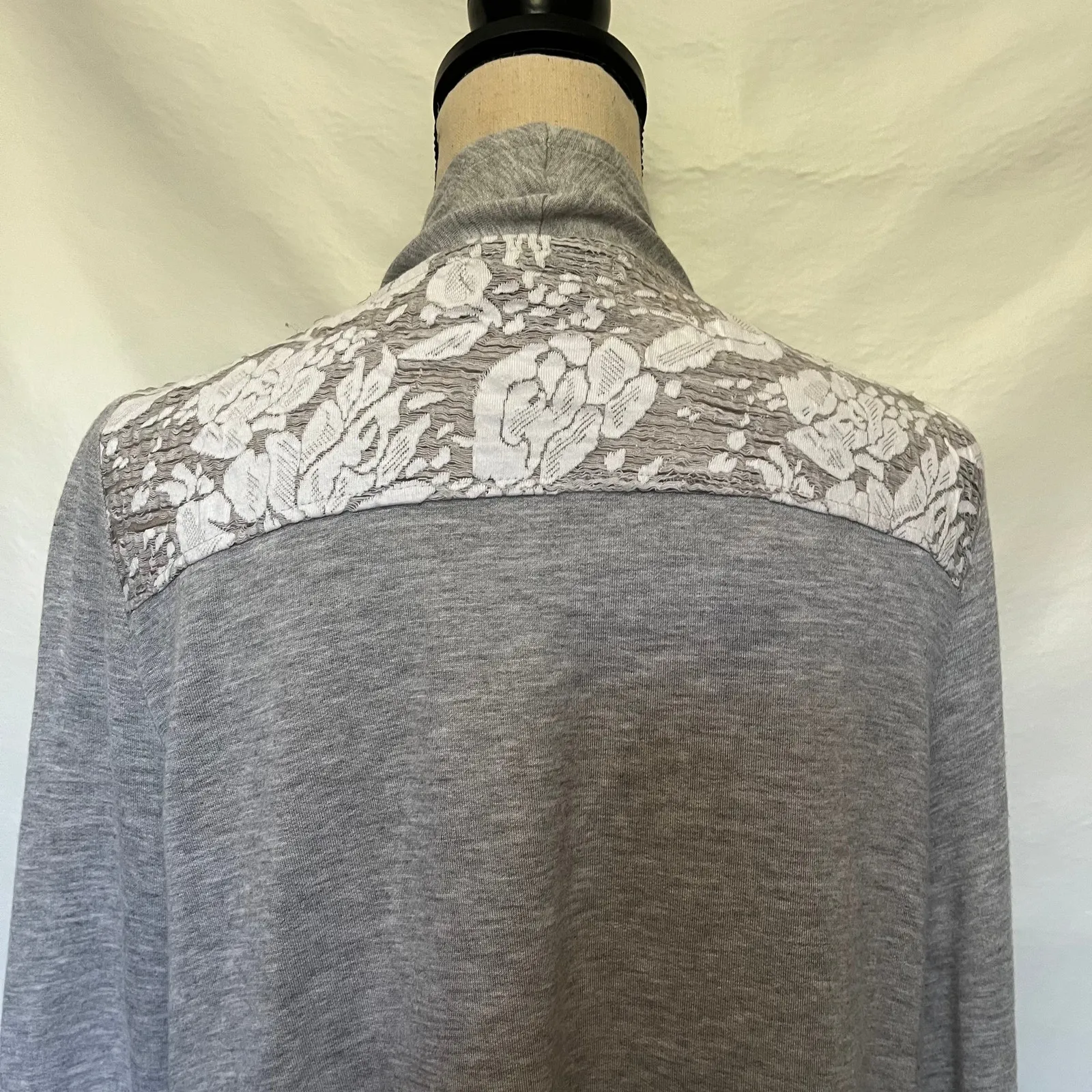 Knox Ros Duster Womens Cardigan Top Sz L Boho Lace Pockets Romantic Hi Low Cozy - Image 9