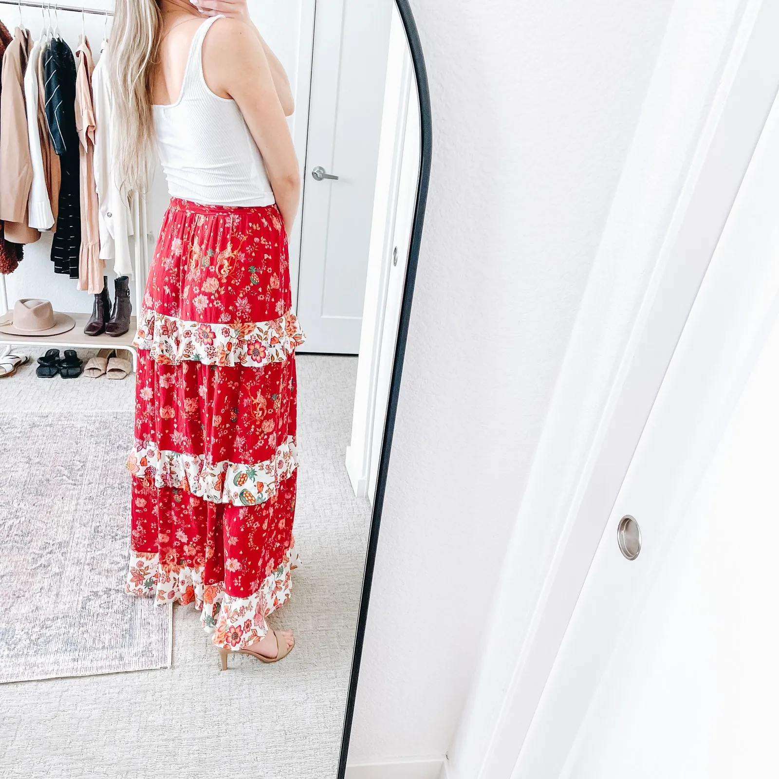 FARM RIO Antrhopologie Portia Red Ruffle Floral Maxi Skirt - Image 10