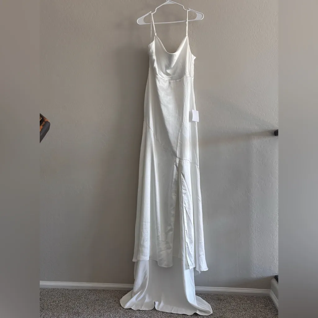 Lulus Passionate Allure Ivory Satin Backless Cowl Neck Maxi Dress White Size XL - Image 4