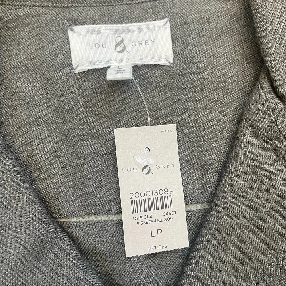 Lou & Grey New Henley Shirt Dress Khaki Grey Sz Large petite Casual short - Image 8