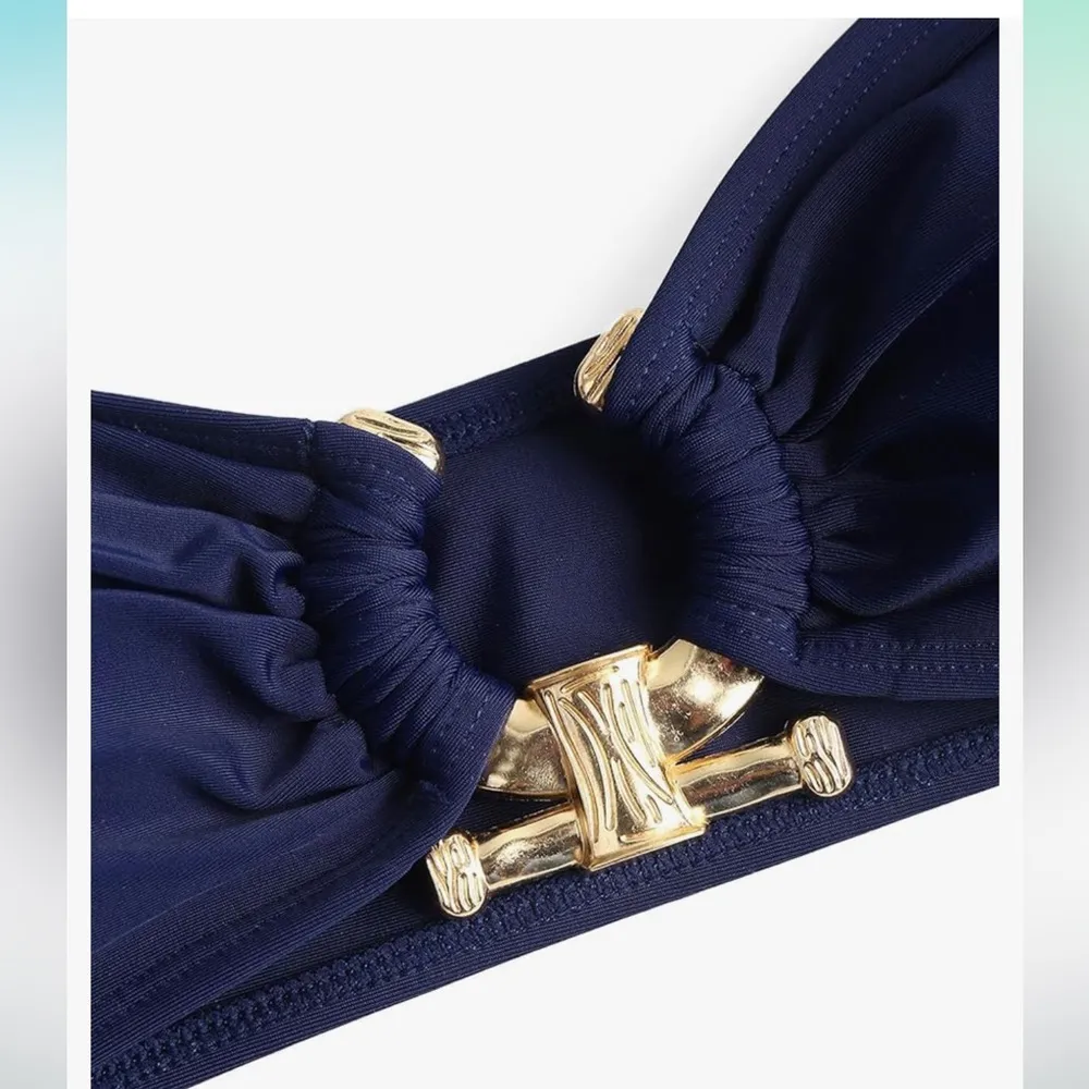 ZAFUL Metal Ring Bandeau Bikini Set Tie Side High Cut 2 Piece Swimsuit - Image 3