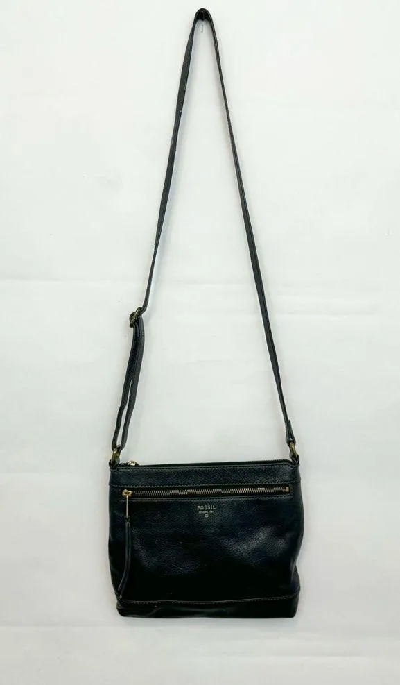 Fossil Black Leather Crossbody Bag purse - Image 2