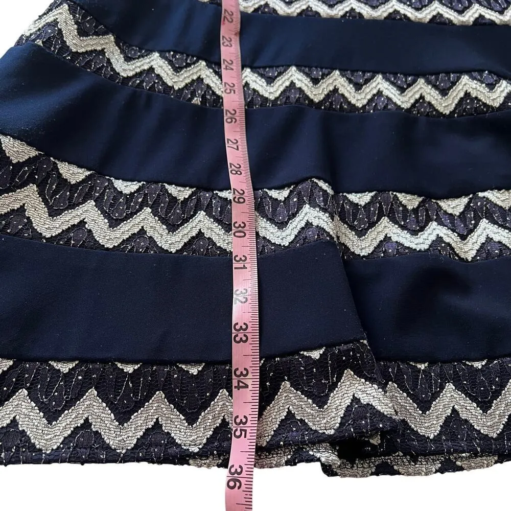 Betsy & Adam Chevron Cocktail Dress Mini to Midi sparkly zipup new years size 12 - Image 6