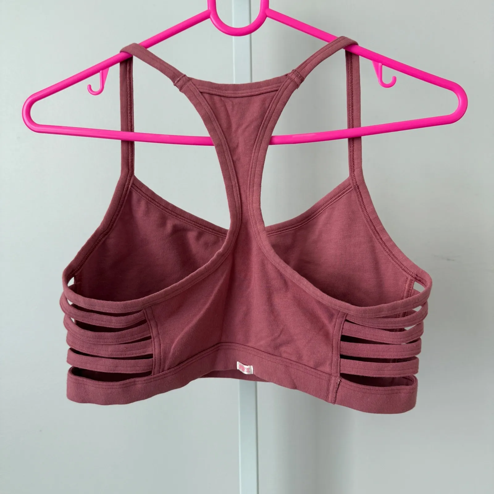 PINK Victoria's Secret Strappy Racerback Sports Bra Top M M Mauve Pink Size M - Image 5